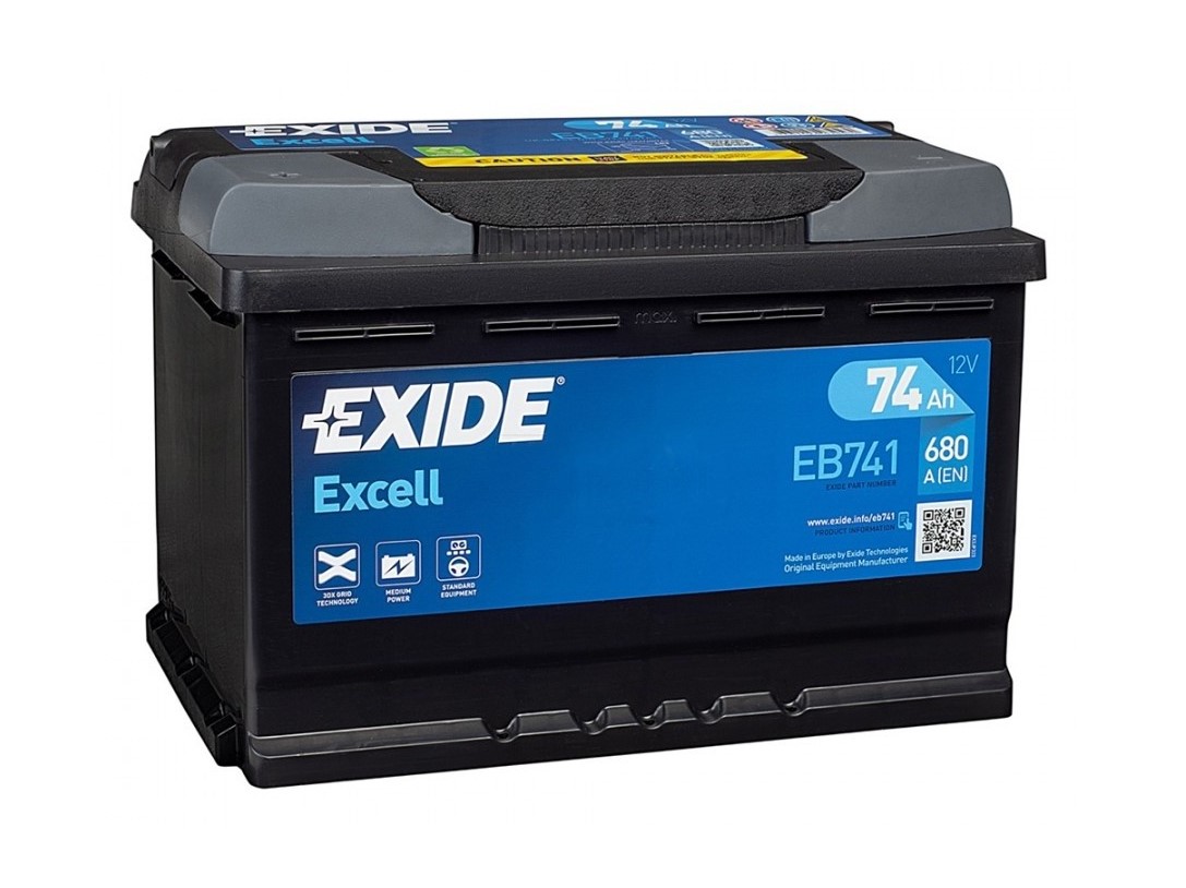 Akumulators EXIDE EXCELL EB741 12V 74Ah 680A(EN) 278	x175x	190 1/1